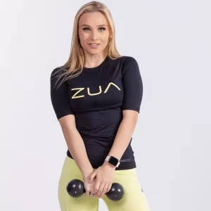 RASH GUARD FEM ZUA GD CURTA TAM.  P PRETO/AMARELO