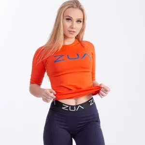 RASH GUARD FEM ZUA GD CURTA TAM. P LARANJA/AZUL